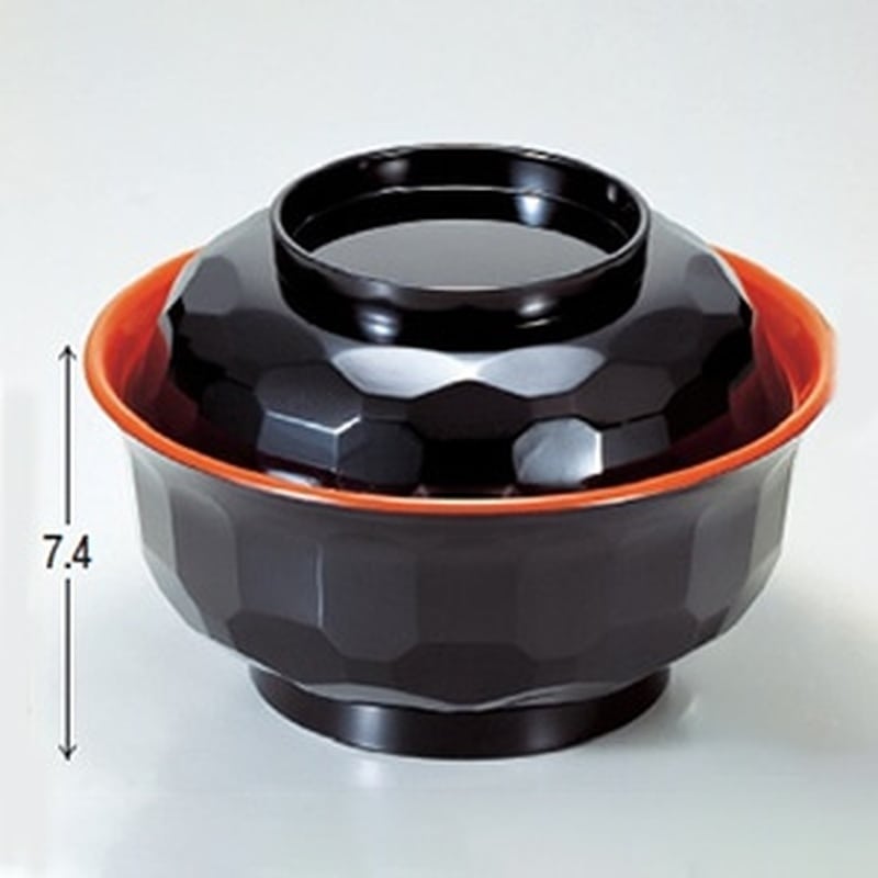 若泉漆器 真亀甲丼 黒内朱 1-215-4 1個(ご注文単位1個)【直送品】