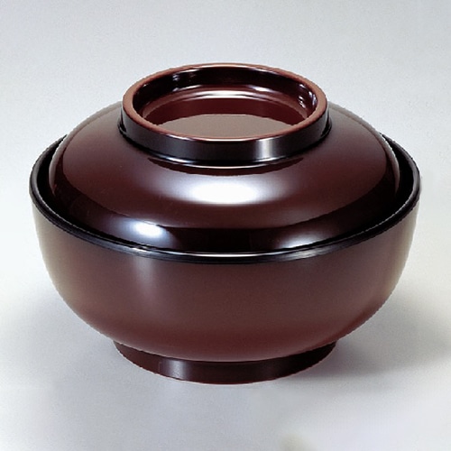 若泉漆器 耐熱観月丼 溜 親 ST-3 1-215-10 1個(ご注文単位1個)【直送品】