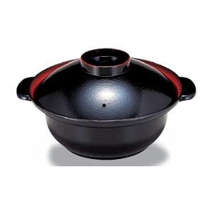 若泉漆器 鍋型丼 黒刷毛目内朱 1-215-21 1個(ご注文単位1個)【直送品】