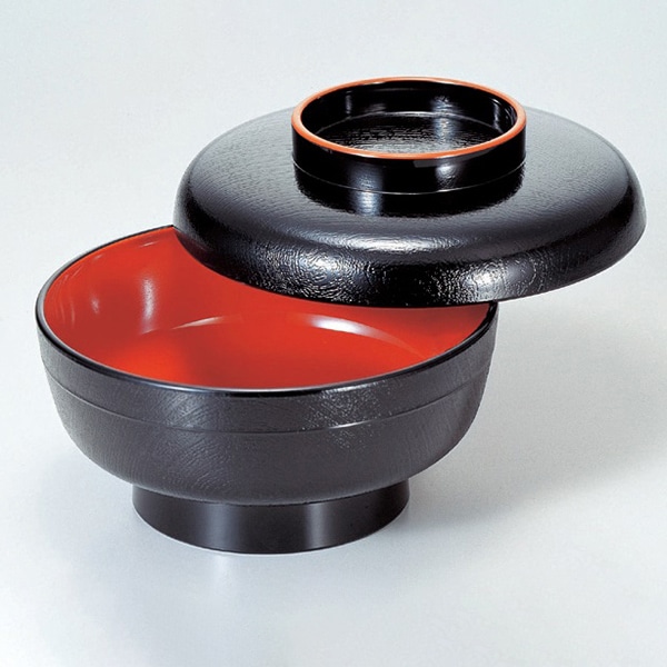 若泉漆器 かぶせ木目椀 黒天朱内朱 1-216-7 1個(ご注文単位1個)【直送品】