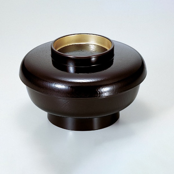 若泉漆器 かぶせ木目椀 溜つば金 1-216-8 1個(ご注文単位1個)【直送品】