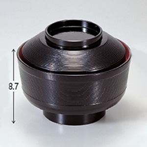若泉漆器 5.5寸千筋ケヤキ丼 黒内朱 1-217-12 1個(ご注文単位1個)【直送品】