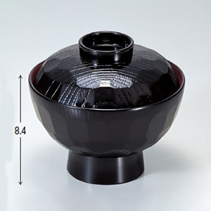 若泉漆器 亀甲丼椀 黒内朱 中 1-219-1 1個(ご注文単位1個)【直送品】