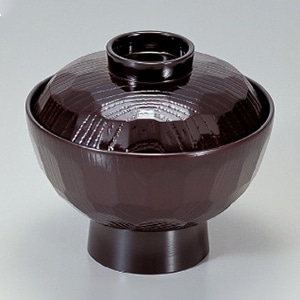 若泉漆器 亀甲丼椀 溜 中 1-219-2 1個(ご注文単位1個)【直送品】