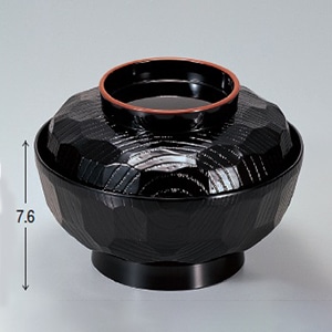若泉漆器 5寸亀甲丼 黒天朱 1-219-7 1個(ご注文単位1個)【直送品】