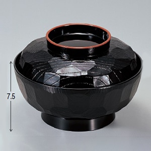 若泉漆器 5.5寸亀甲丼 黒天朱 1-219-8 1個(ご注文単位1個)【直送品】