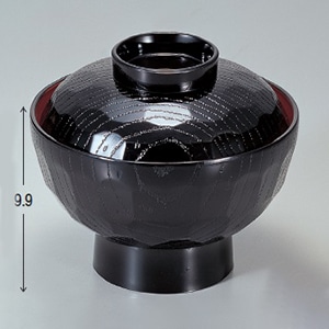 若泉漆器 大亀甲丼 1段 蓋・親 黒内朱 1-219-11 1個(ご注文単位1個)【直送品】