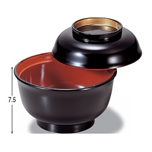 若泉漆器 4.5寸美里飯器 黒内朱つば金 1-220-1 1個(ご注文単位1個)【直送品】