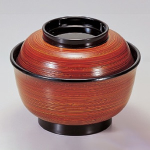 若泉漆器 4.5寸美里飯器 春慶刷毛目内黒塗 1-220-3 1個(ご注文単位1個)【直送品】