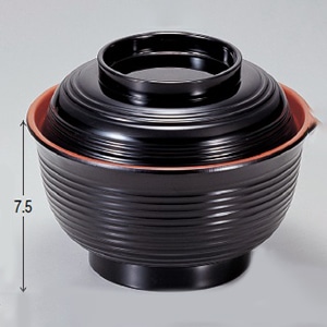 若泉漆器 美里千筋飯器 黒内朱 1-220-9 1個(ご注文単位1個)【直送品】
