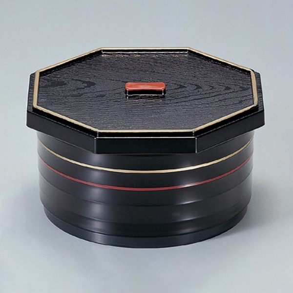 若泉漆器 式部飯器 二色ライン天金内朱 大 1-222-12 1個(ご注文単位1個)【直送品】