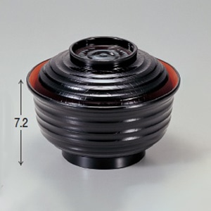 若泉漆器 乱筋飯器 黒内朱 1-223-7 1個(ご注文単位1個)【直送品】