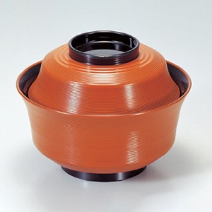 若泉漆器 4.5寸竹型椀 朱つば黒内黒塗 1-223-11 1個(ご注文単位1個)【直送品】