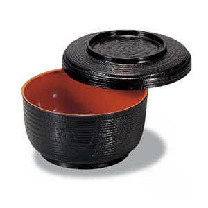 若泉漆器 割子飯器 黒内朱塗 1-224-7 1個(ご注文単位1個)【直送品】