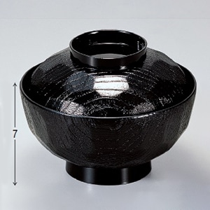 若泉漆器 4.2寸亀甲飯椀 黒内黒塗 1-227-8 1個(ご注文単位1個)【直送品】