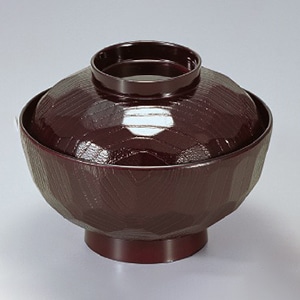 若泉漆器 4.2寸亀甲飯椀 溜内黒塗 1-227-9 1個(ご注文単位1個)【直送品】