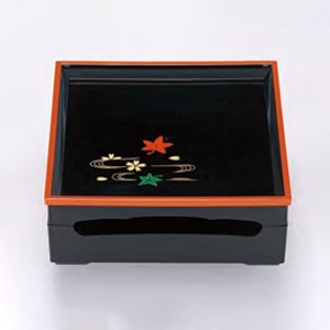 若泉漆器 8.5寸新花筺松花堂 黒天朱春秋内黒塗 (仕切別売) 1-298-2 1個(ご注文単位1個)【直送品】