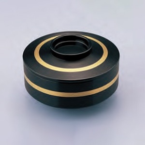 若泉漆器 丸千筋松花堂　蓋のみ　黒に金線内黒  1-312-4 1個（ご注文単位1個）【直送品】