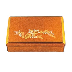 若泉漆器 尺1寸長手三里弁当 金梨地萩 仕切付 1-364-3 1個(ご注文単位1個)【直送品】