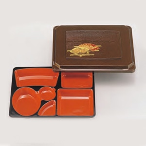 若泉漆器 尺0寸隅切給食弁当 梨地扇面 1-413-4 1個(ご注文単位1個)【直送品】