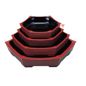 若泉漆器 ダイヤ盛器　溜刷毛目内黒　8寸  1-465-10 1個（ご注文単位1個）【直送品】