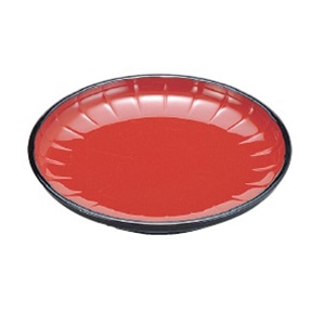 若泉漆器 丸菊皿 朱天黒 1-652-7 1個(ご注文単位1個)【直送品】