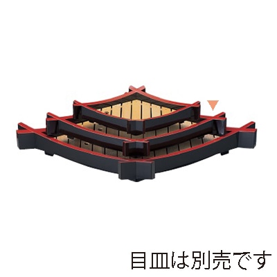 若泉漆器 松葉盛器　黒天朱　本体 中 1-699-2 1個（ご注文単位1個）【直送品】