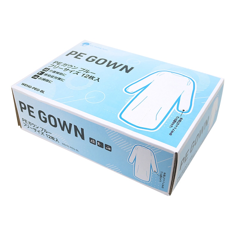 WEトレーディングジャパン PE不織布ガウン ブルー フリーサイズ 12枚入 WEHG-PEG-BL 12枚/箱(ご注文単位10箱)【直送品】