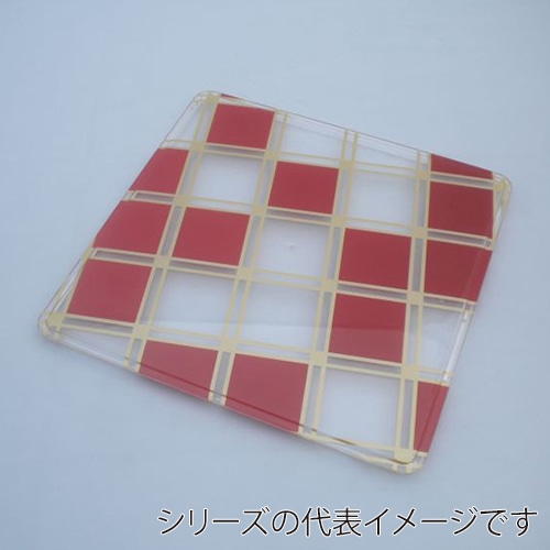 ニシキ 重箱容器 飛鳥 角型 フタ 8寸 フタ 市松赤金 5枚/袋（ご注文単位6袋）【直送品】