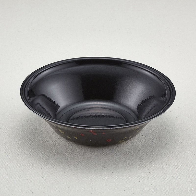 青葉紙業 麺容器 あさどん 本体 190 耐熱黒まきえ内黒 221885 50個/袋（ご注文単位24袋）【直送品】