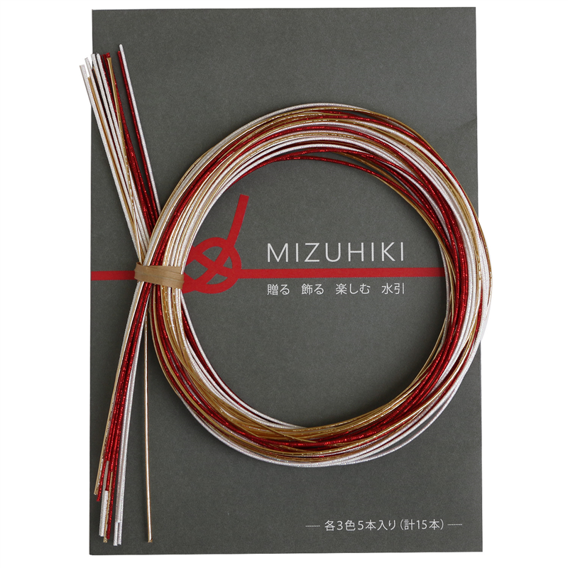 piece MIZUHIKI 水引アソートセット リーフレット付 3色各5本入 紅白 PHC-100-1 1袋（ご注文単位1袋）【直送品】