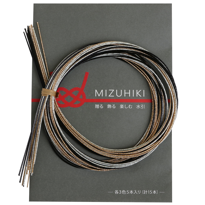 piece MIZUHIKI 水引アソートセット リーフレット付 3色各5本入 銀河 PHC-100-17 1袋（ご注文単位1袋）【直送品】