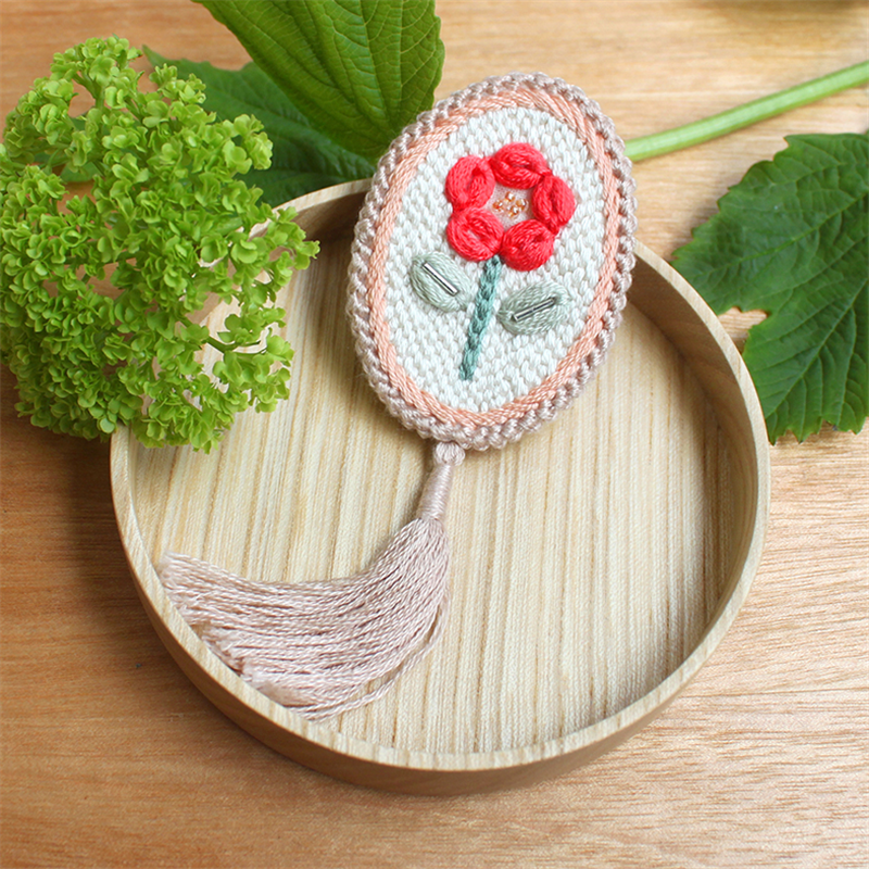 ピース(Piece) 刺しゅうキット 「K.omoNo ichirin frame brooch」-coral pink- PHC-116-1 1袋（ご注文単位1袋）【直送品】