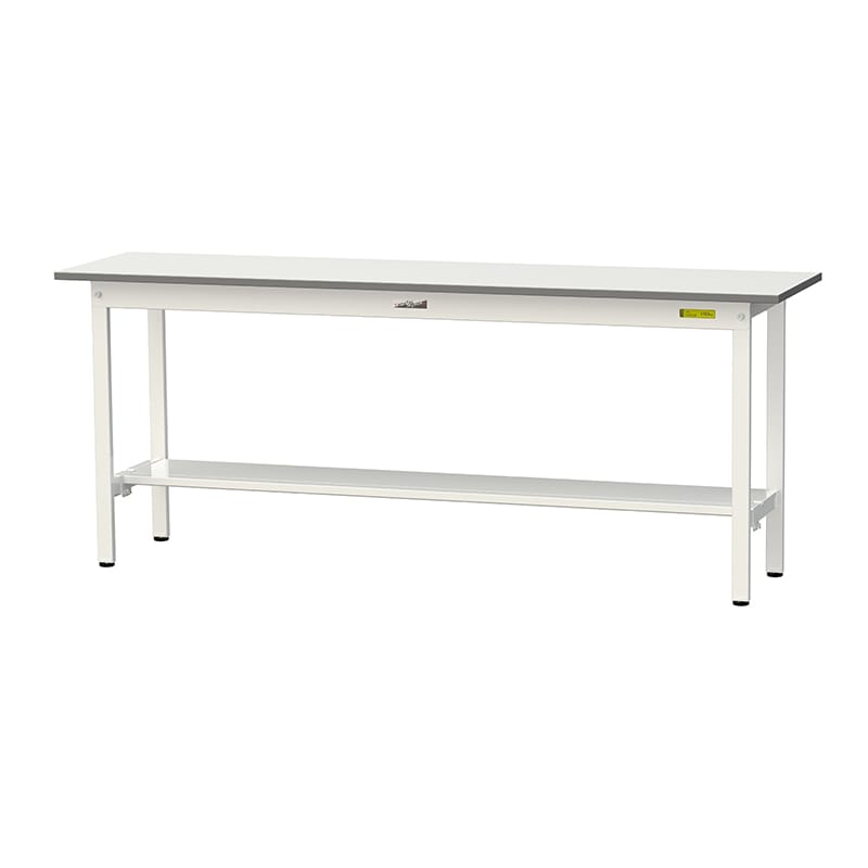 山金工業 ワークテーブル150 固定式 H740mm 半面棚板付 1800×450 1台(ご注文単位1台)【直送品】
