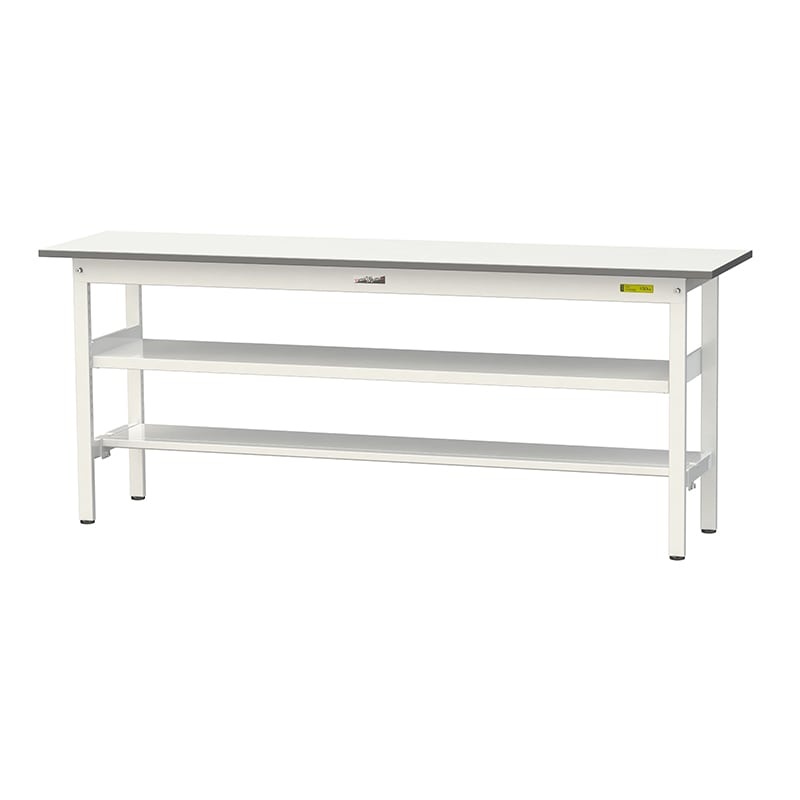 山金工業 ワークテーブル150 固定式 H740mm 中間棚付/半面棚板付 1800×450 1台(ご注文単位1台)【直送品】