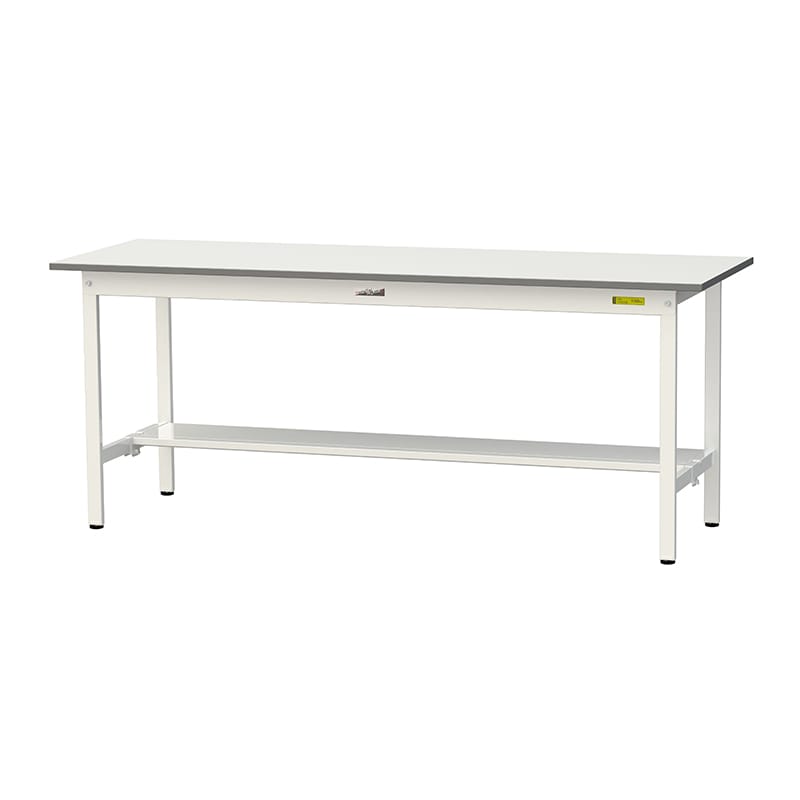 山金工業 ワークテーブル150 固定式 H740mm 半面棚板付 1800×600 1台(ご注文単位1台)【直送品】