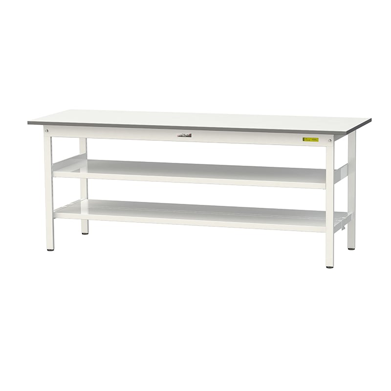 山金工業 ワークテーブル150 固定式 H740mm 中間棚付/全面棚板付 1800×600 1台(ご注文単位1台)【直送品】