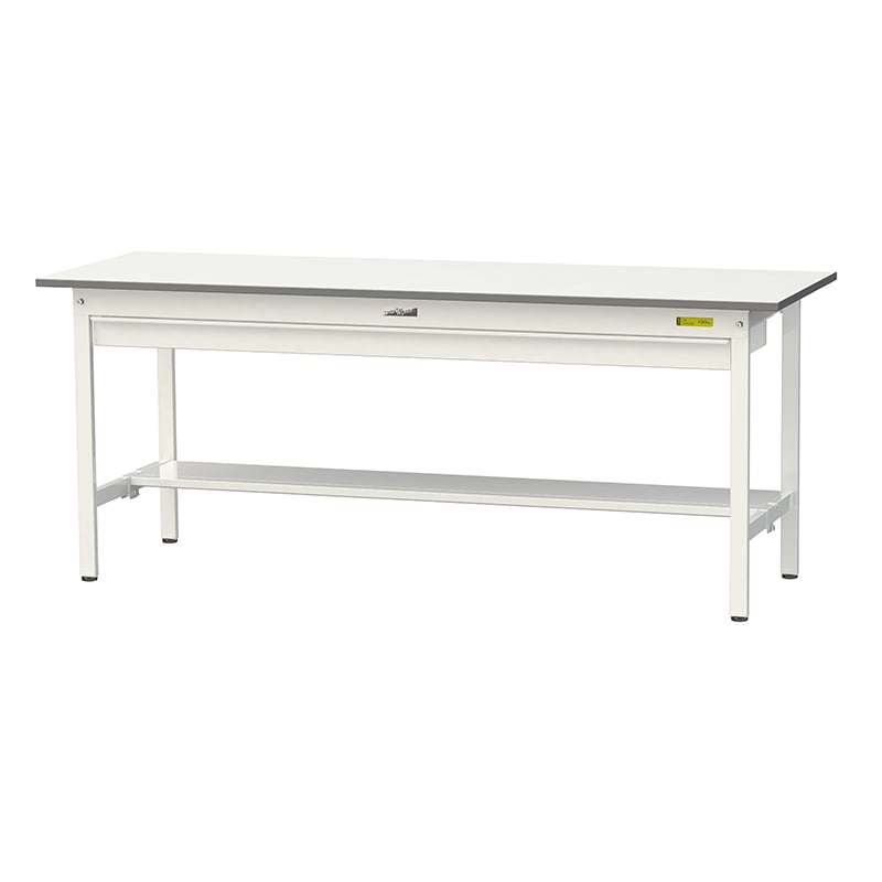 山金工業 ワークテーブル150 固定式 H740mm ワイド引出し付/半面棚板付 1800×600 1台(ご注文単位1台)【直送品】