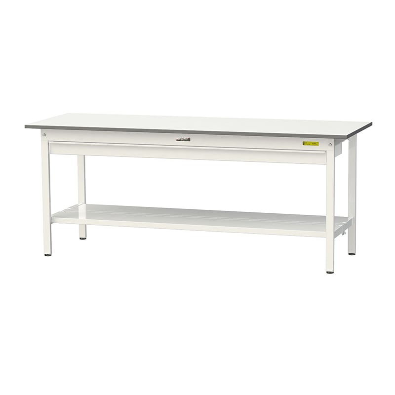 山金工業 ワークテーブル150 固定式 H740mm ワイド引出し付/全面棚板付 1800×600 1台(ご注文単位1台)【直送品】