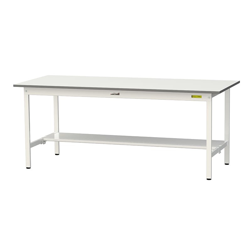 山金工業 ワークテーブル150 固定式 H740mm 半面棚板付 1800×750 1台(ご注文単位1台)【直送品】