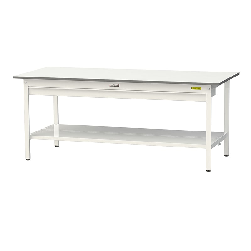 山金工業 ワークテーブル150 固定式 H740mm ワイド引出し付/全面棚板付 1800×750 1台(ご注文単位1台)【直送品】