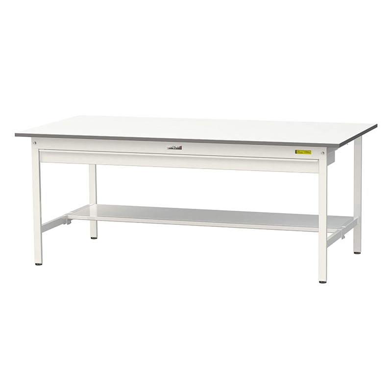 山金工業 ワークテーブル150 固定式 H740mm ワイド引出し付/半面棚板付 1800×900 1台(ご注文単位1台)【直送品】