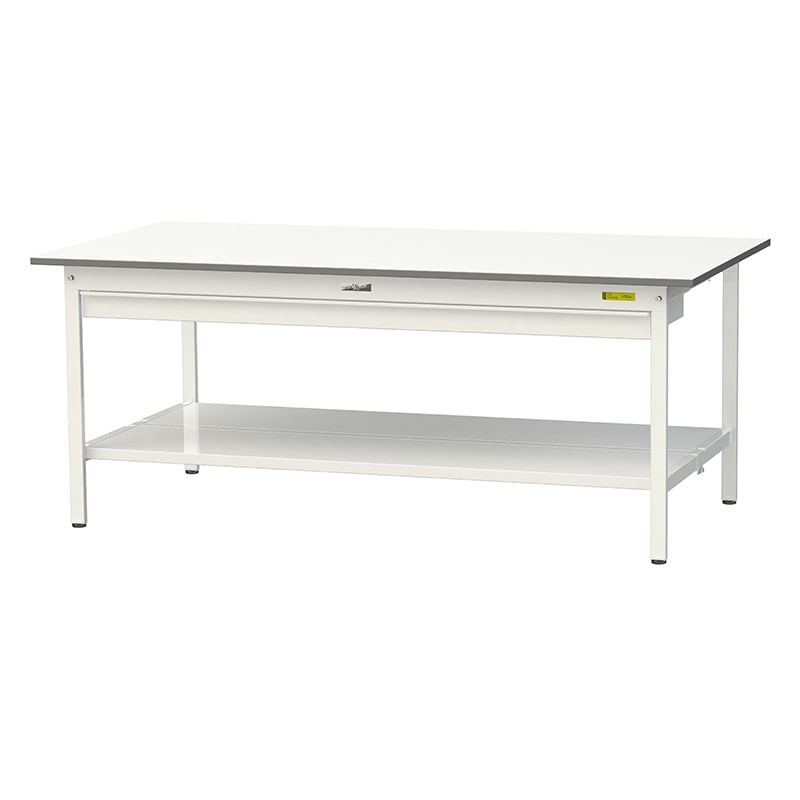 山金工業 ワークテーブル150 固定式 H740mm ワイド引出し付/全面棚板付 1800×900 1台(ご注文単位1台)【直送品】