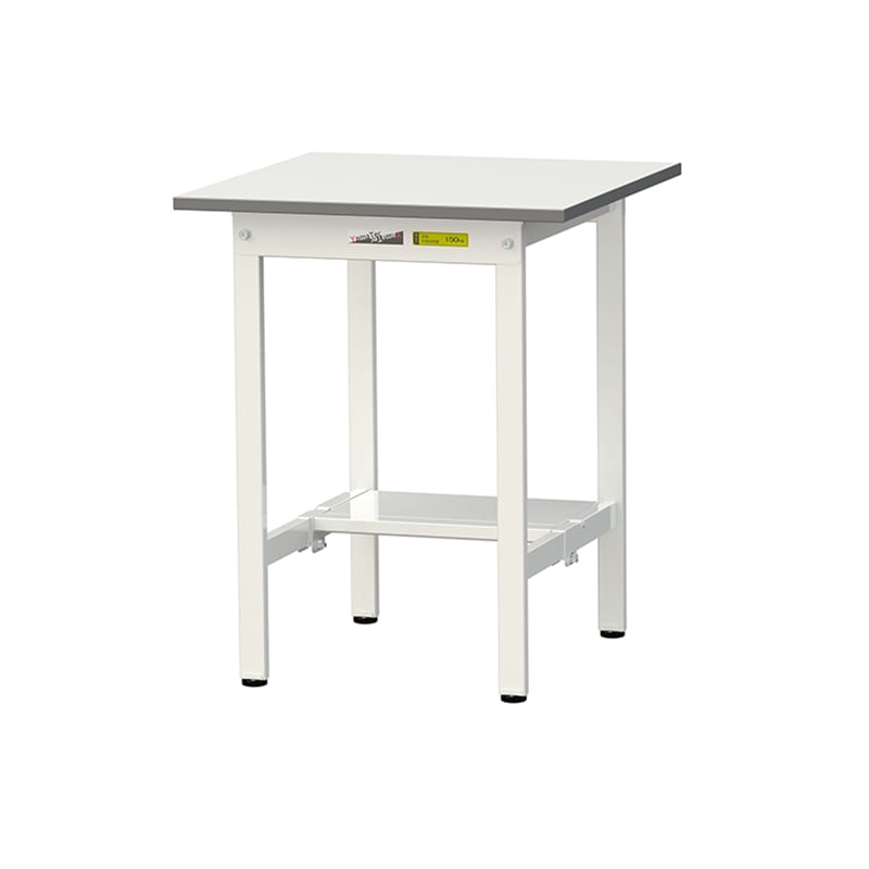 山金工業 ワークテーブル150 固定式 H740mm 半面棚板付 600×600 1台(ご注文単位1台)【直送品】