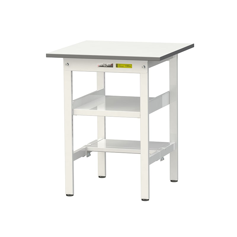 山金工業 ワークテーブル150 固定式 H740mm 中間棚付/半面棚板付 600×600 1台(ご注文単位1台)【直送品】