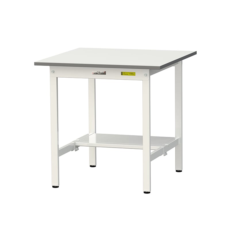 山金工業 ワークテーブル150 固定式 H740mm 半面棚板付 750×750 1台(ご注文単位1台)【直送品】