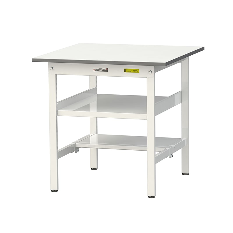 山金工業 ワークテーブル150 固定式 H740mm 中間棚付/半面棚板付 750×750 1台(ご注文単位1台)【直送品】