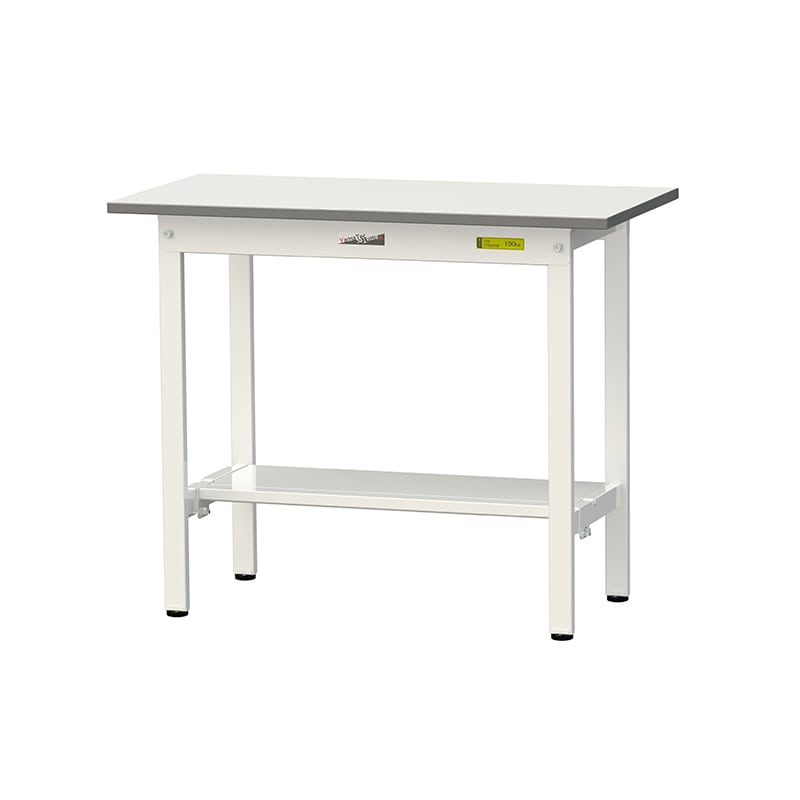 山金工業 ワークテーブル150 固定式 H740mm 半面棚板付 900×450 1台(ご注文単位1台)【直送品】