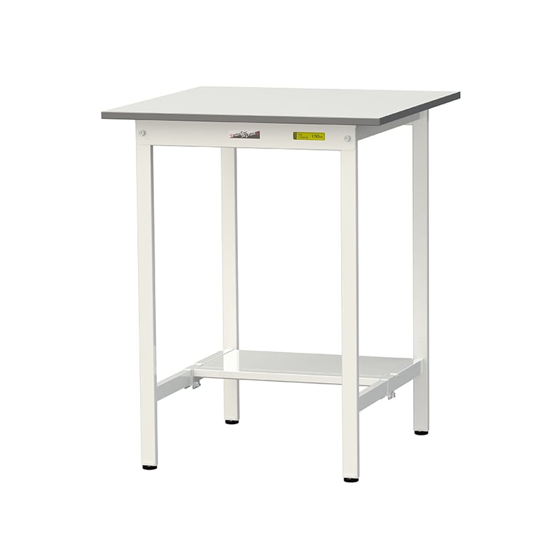 山金工業 ワークテーブル150 固定式 H950mm 半面棚板付 750×750 1台(ご注文単位1台)【直送品】