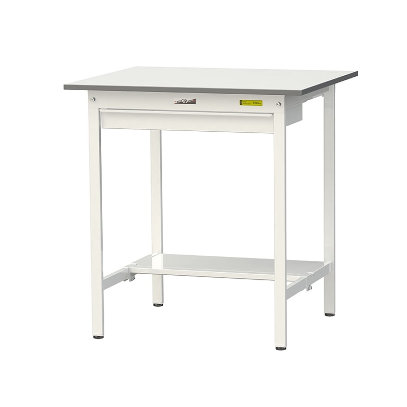 山金工業 ワークテーブル150 固定式 H950mm ワイド引出し付/半面棚板付 900×750 1台(ご注文単位1台)【直送品】